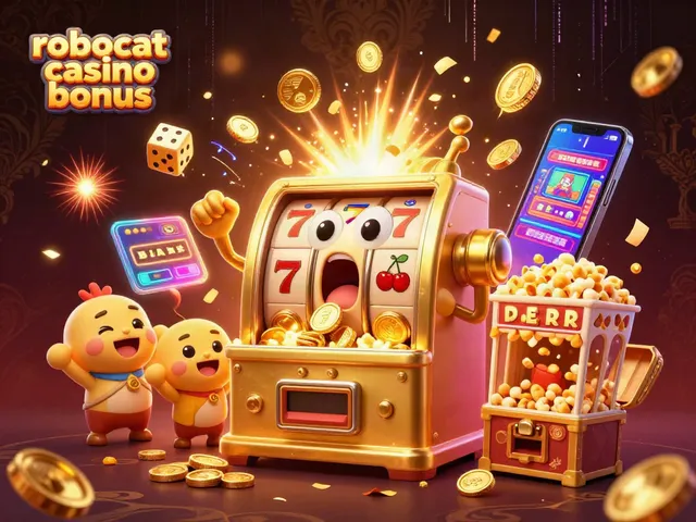 Experience the excitement of winning with the robocat casino bonus jackpot scene filled with coins and fun elements.