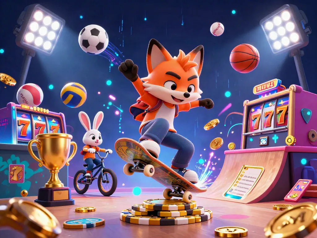 Experience fun with robocat in a lively casino scene featuring dynamic slot elements and engaging characters.