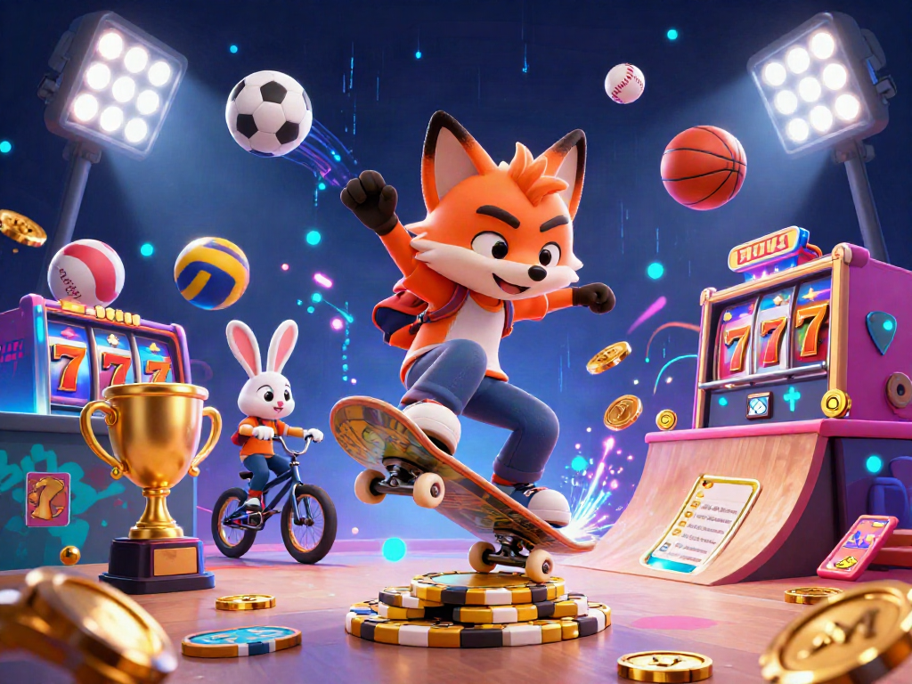 Experience fun with robocat in a lively casino scene featuring dynamic slot elements and engaging characters.